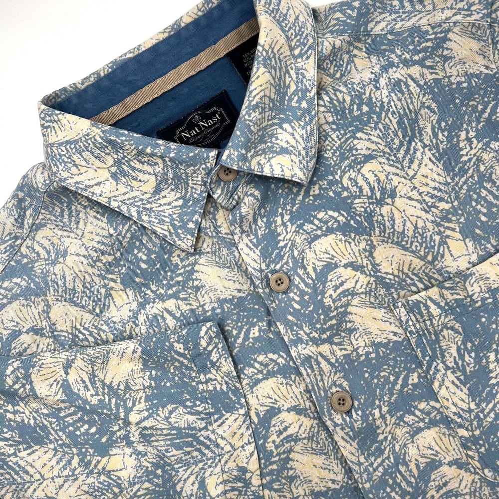 NAT NAST Men's Size M Silk/Rayon Tropical Hawaiian Short-Sleeve Button-Up Shirt